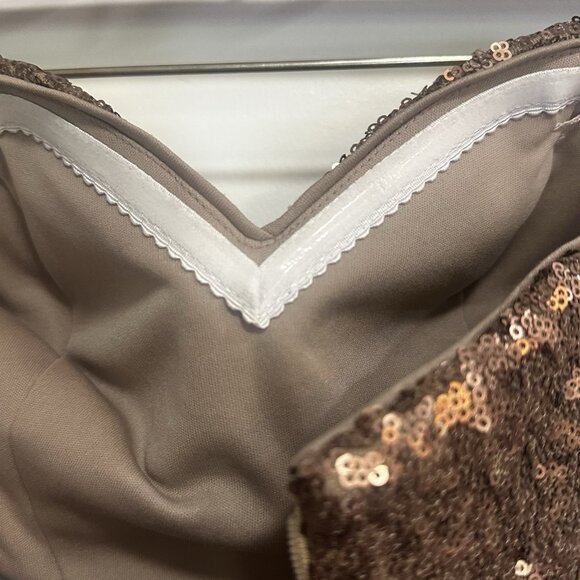 NWT Alyce Paris Formal Gown Dress Sequin Bronze Strapless Prom Pageant Wedding - Picture 13 of 16